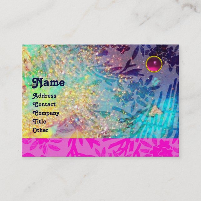 MYRTLE MONOGRAM blue turquase fuchsia amethyst Business Card (Front)