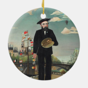 Myself Portrait Landscape 1890, Henri Rousseau Ceramic Tree Decoration