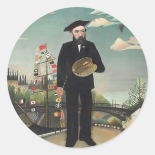 Myself Portrait Landscape 1890, Henri Rousseau Classic Round Sticker