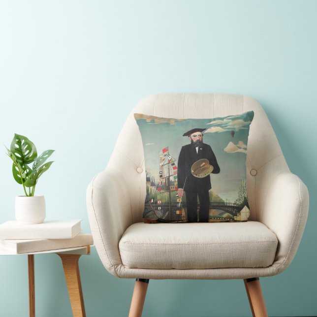 Myself Portrait Landscape 1890, Henri Rousseau Cushion (Chair)