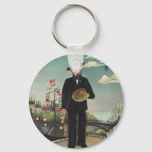 Myself Portrait Landscape 1890, Henri Rousseau Key Ring