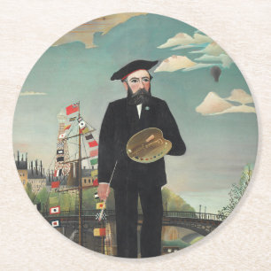 Myself: Portrait – Landscape, Henri Rousseau 1890 Round Paper Coaster