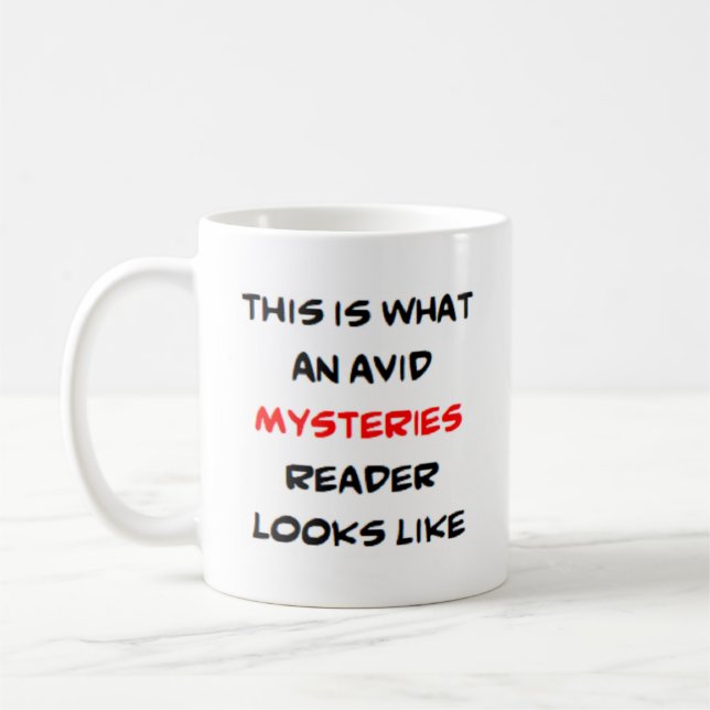 mysteries reader, avid coffee mug (Left)