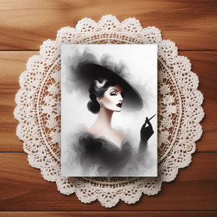Mysterious 1940's Female Portrait Art Postcard