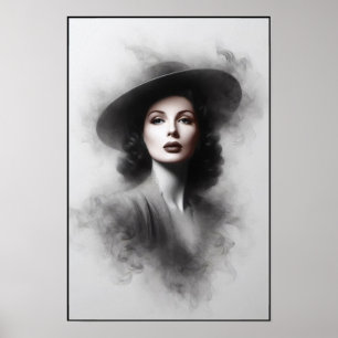 Mysterious 1940's Female Portrait Art Poster