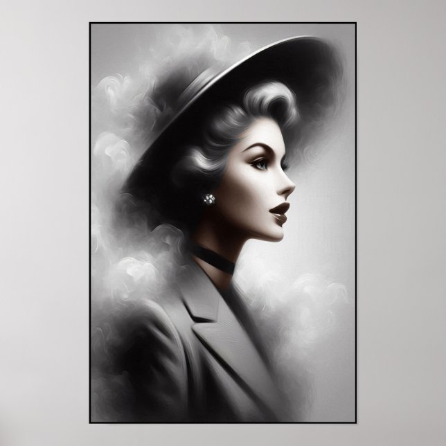 Mysterious 1940's Female Portrait Art Poster (Front)