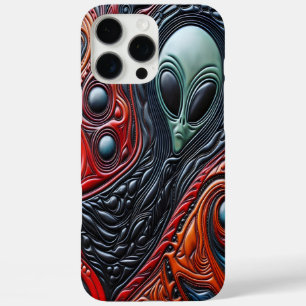 Mysterious Alien Presence in Vibrant Cosmic Swirl iPhone 16 Pro Max Case