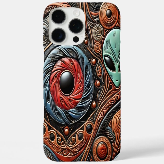 Mysterious Aliens Explore Vibrant Cosmic Patterns Case-Mate iPhone Case (Back)