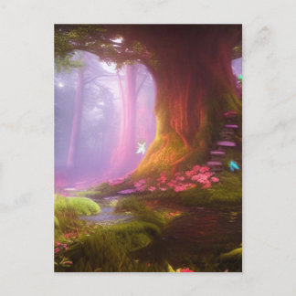 Mysterious and Magical Secret Glowing Fairy Forest Postcard