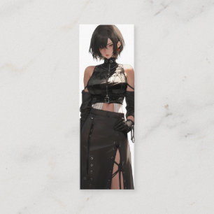 Mysterious Anime Girl Leather Mini Business Card