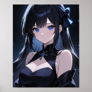  Mysterious anime girl with blue eyes Poster