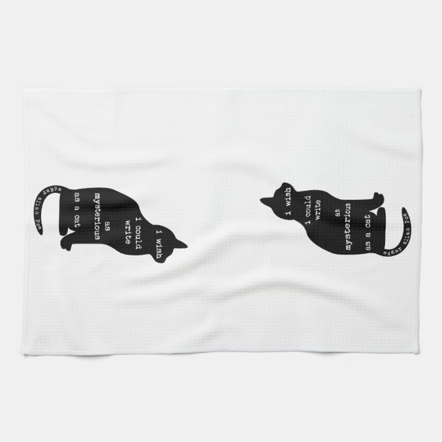 Mysterious as a Cat Edgar Allan Poe Quote Tea Towel (Horizontal)