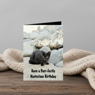 Mysterious black birthday cat card