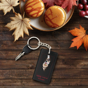 Mysterious Black Elegant Sugar Skull Portrait Key Ring