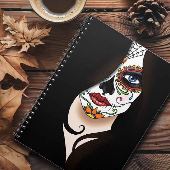 Mysterious Black Elegant Sugar Skull Portrait Notebook (Creator Uploaded)