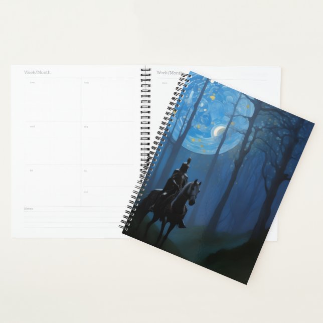 Mysterious Black Knight in the Moonlit Forest Planner (Display)