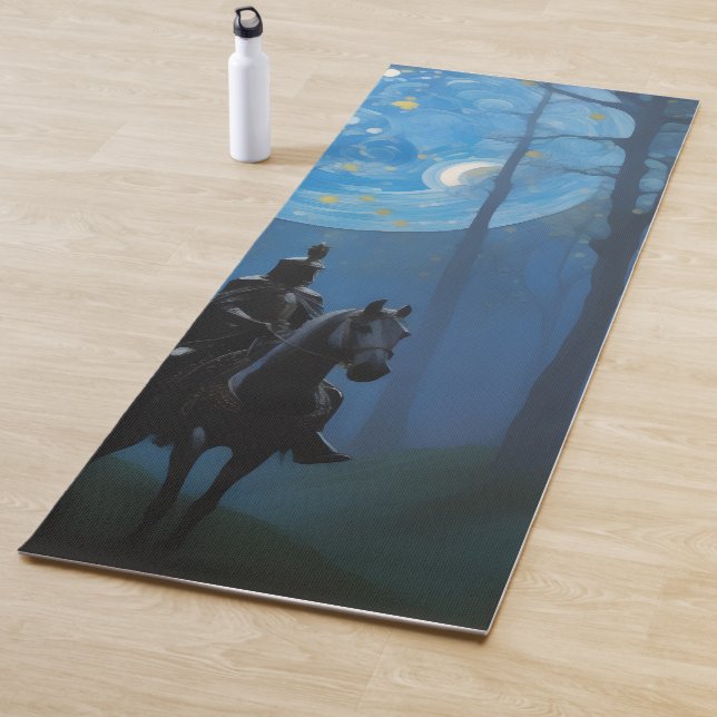 Mysterious Black Knight in the Moonlit Forest Yoga Mat (In Situ)