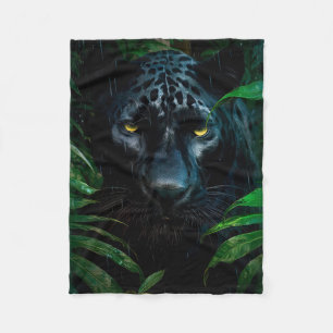 Mysterious Black Panther Jungle Wildlife Design Fleece Blanket