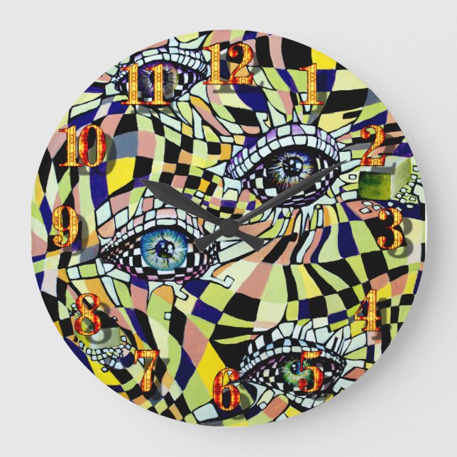 Mysterious Captivating All Seeing Eye Watercolor Large Clock (Front)
