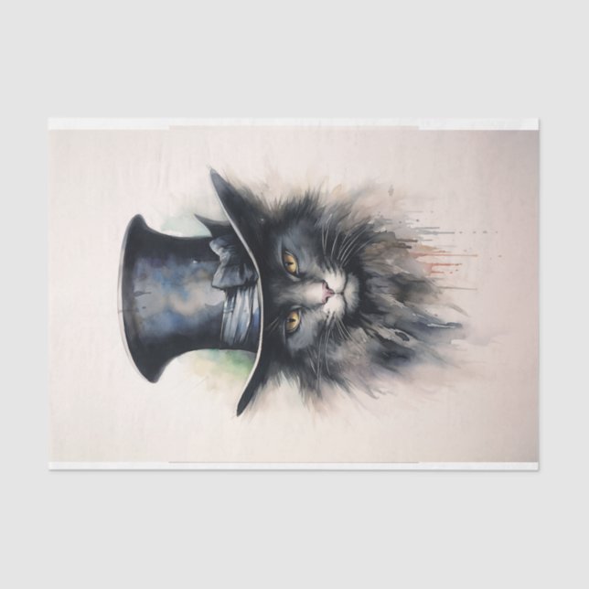 Mysterious cat in black hat "Hello Darlin" Tissue Paper (Front)