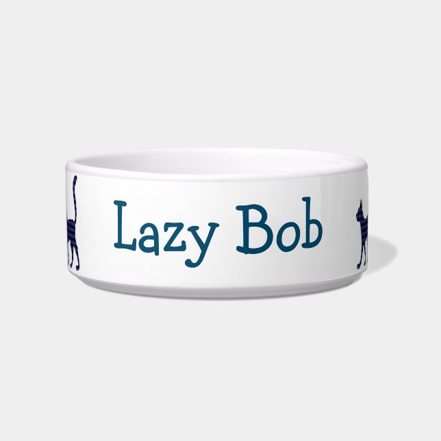 Mysterious Cat / Personalised Name Bowl (Front)