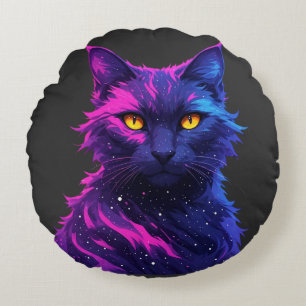 Mysterious Cat Round Cushion