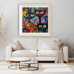 Mysterious Cats- Whimsical Art Print