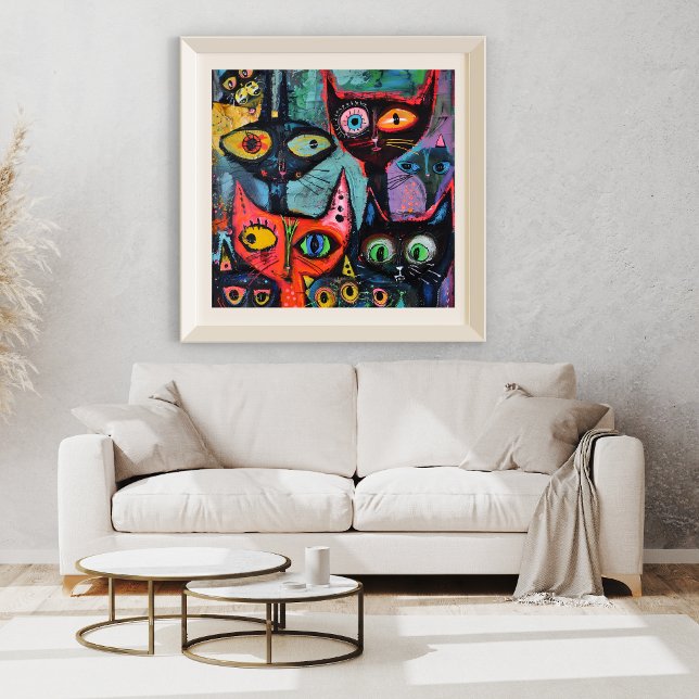 Mysterious Cats- Whimsical Art Print (Creator Uploaded)