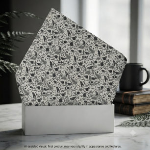Mysterious Charcoal Grey Gothic Raven Pattern Tissue Paper