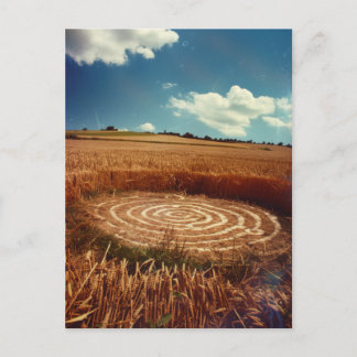 Mysterious Crop Circle in Golden Wheat Field Postcard