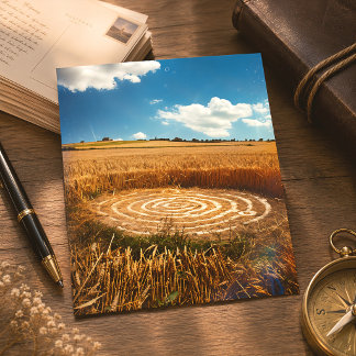 Mysterious Crop Circle UFO Golden Wheat Field Postcard