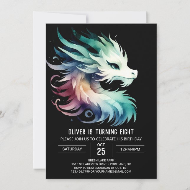 Mysterious Cute Dragon Birthday Invitation (Front)