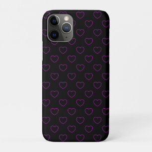 Mysterious Decent Outlined Purple Hearts On Black Case-Mate iPhone Case