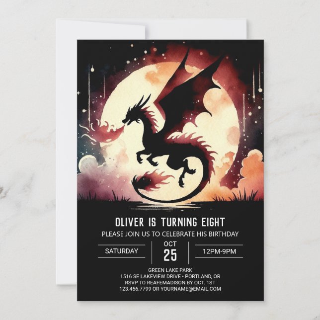 Mysterious Dragon Birthday Children Invitation (Front)