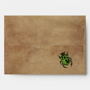 Mysterious Egyptian Halloween with Green Scarab Envelope