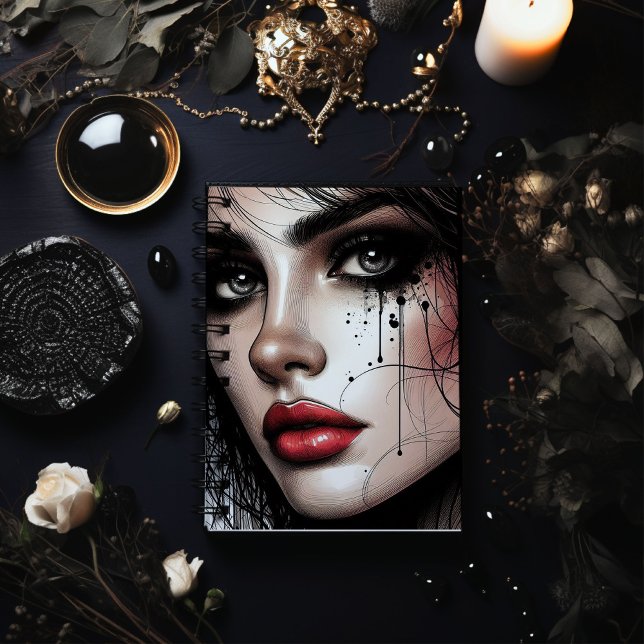 Mysterious Eyes & Red Lips Gothic – Elegant Notebook (Creator Uploaded)