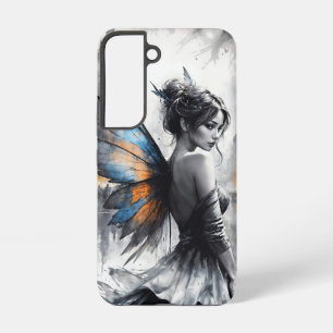 Mysterious fairy misty city glowing ethereal wings samsung galaxy case