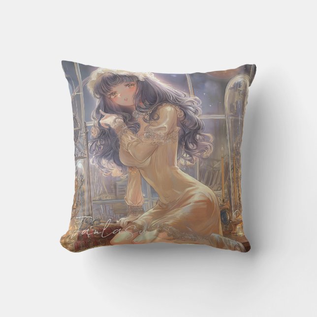 Mysterious Fantasy Girl - Gothic Art Aesthetic Cushion (Front)