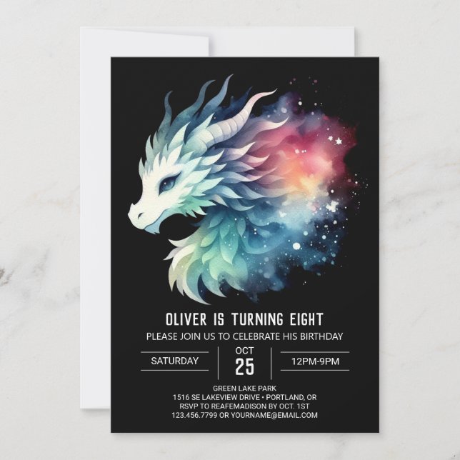 Mysterious Ferocious Dragon Birthday Invitation (Front)