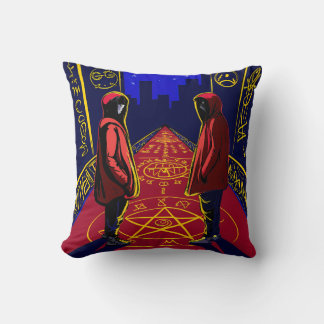 Mysterious Figures on Symbolic Urban Path Cushion