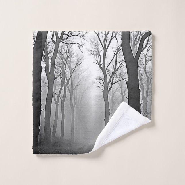 Mysterious Foggy Forest Path Bath Towel Set (Wash Cloth)
