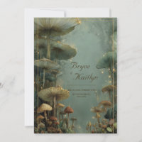 Mysterious Giant Mushroom Forest Floor Gold Light