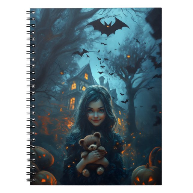 Mysterious Girl Witch Halloween Notebook (Front)