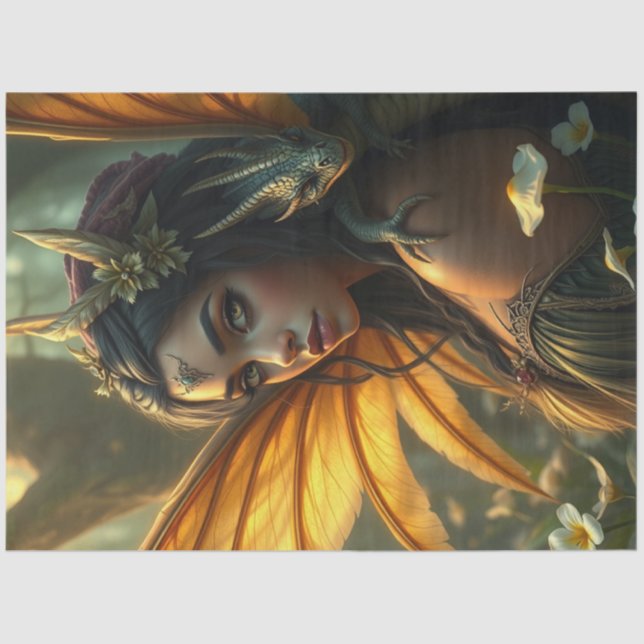 Mysterious Gothic Dragon Fairy  Tissue Paper (Front)