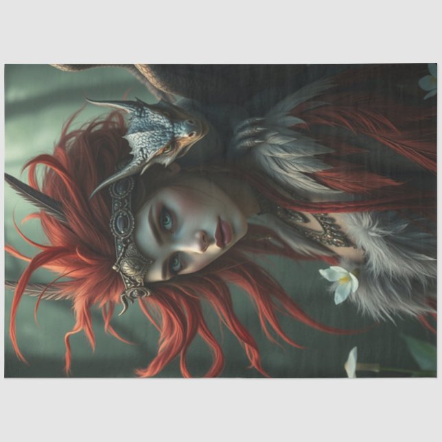Mysterious Gothic Dragon Fairy  Tissue Paper (Front)