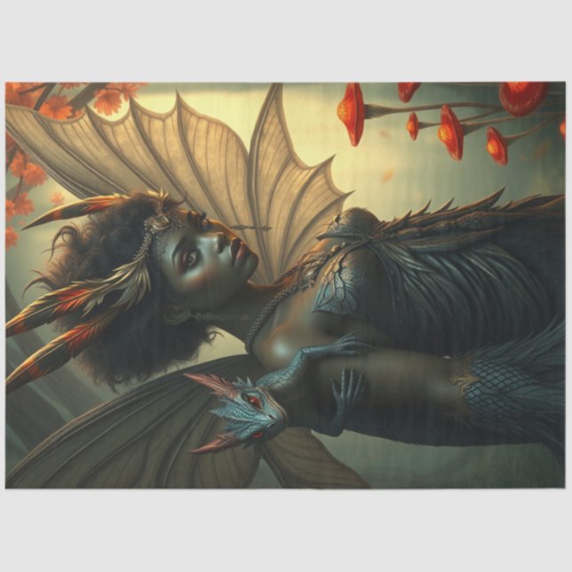 Mysterious Gothic Dragon Fairy  Tissue Paper (Front)