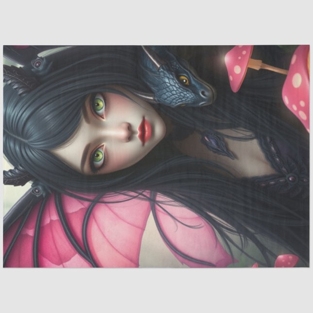 Mysterious Gothic Dragon Fairy  Tissue Paper (Front)