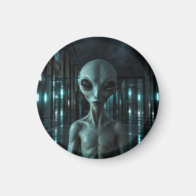 Mysterious Grey Alien Magnet (Front)
