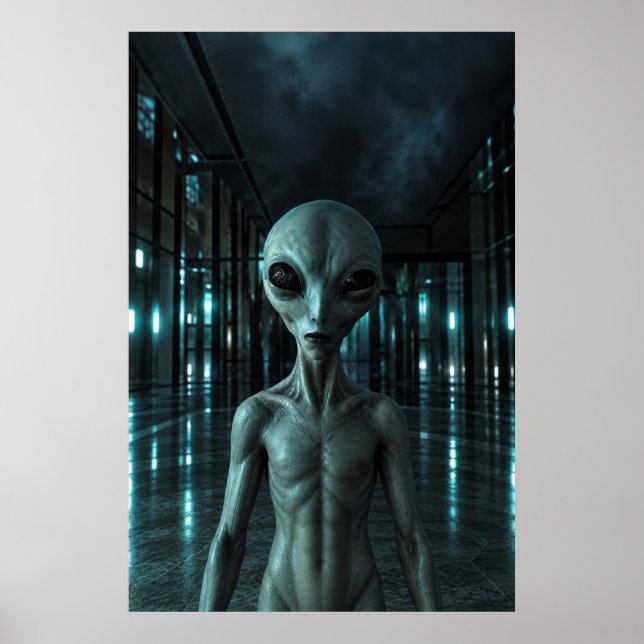 Mysterious Grey Alien Poster (Front)
