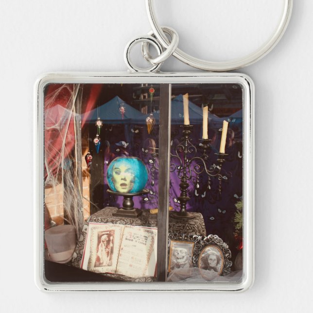 Mysterious Haunted Storefront in a Shop Key Ring (Front)